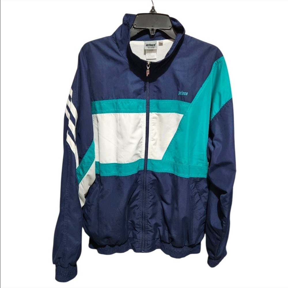 Prince Sportswear 80's Vintage‎ Colorblock Lined Track Jacket Blue Men's Large